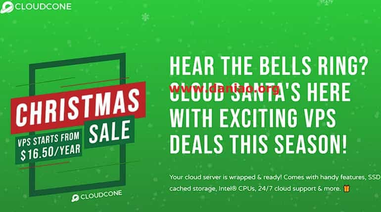 cloudcone圣诞节活动：美国便宜VPS，16.5美元/年，2核/1G内存/50G硬盘/1Gbs@3000G流量